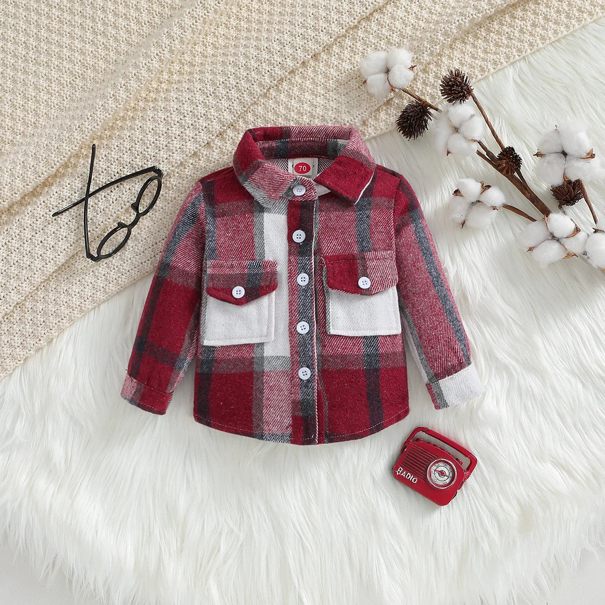 New Kid Baby Girl Boy Plaid Shirt Jacket Tops Lapel Long Sleeve Button Up Coat Spring Autumn Children Clothing