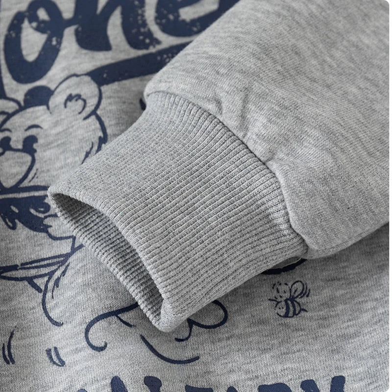Spring New Children Clothes Korean Style Boys Fake Two Piece Sweatshirt Detachable Collar Cartoon Printed Long Sleeve Top
