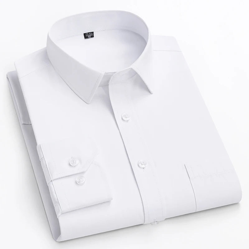 double collor Full shirts for men plus size slim fit formal plain shirt over size office clothes solid long-sleeve business tops