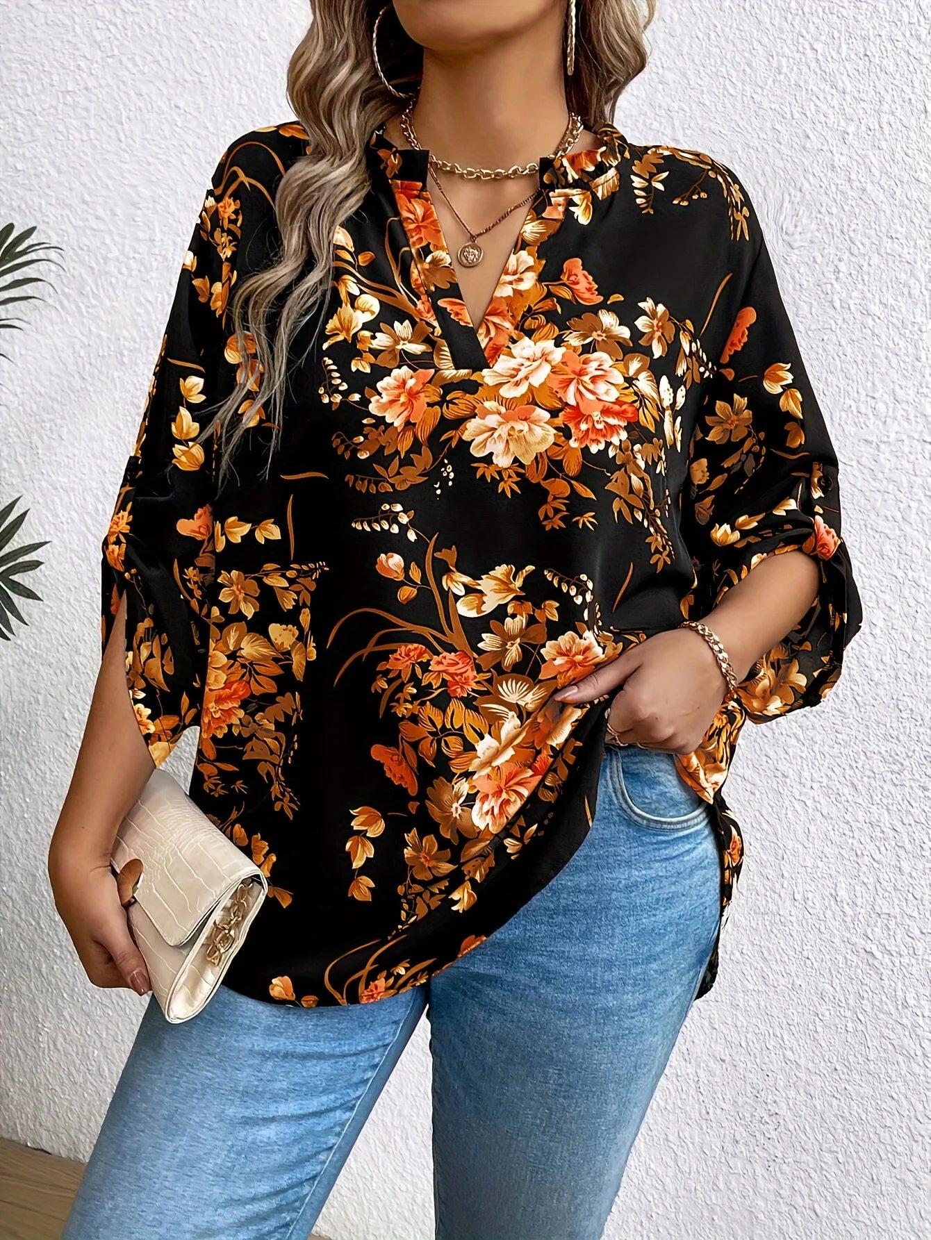 Plus Size Spring Autumn Women's Elegant Blouses Shirt Casual Fashion V Neck Loose Long Sleeve Female Tops