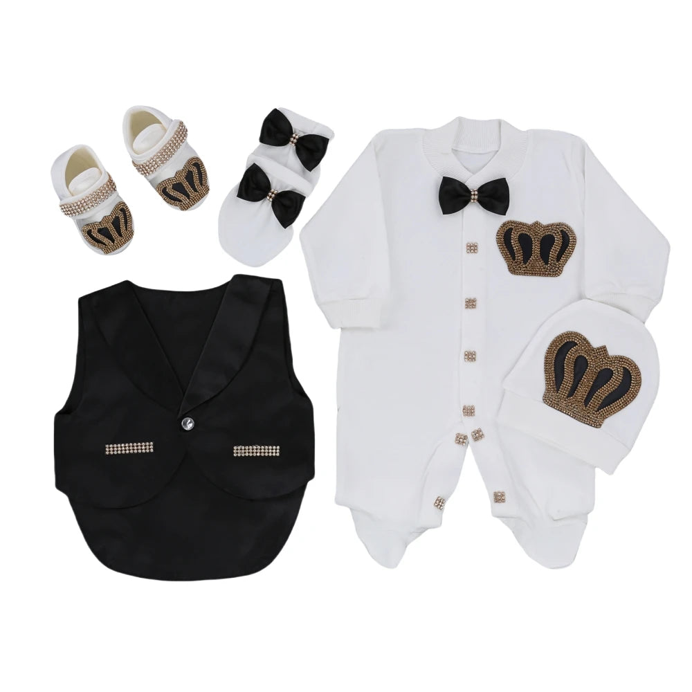 Baby Boy Formal Wedding Suit Toddler 0-1y Outfit Kids Vest Blazer Gentleman Clothes Long Sleeve Layette Outfit