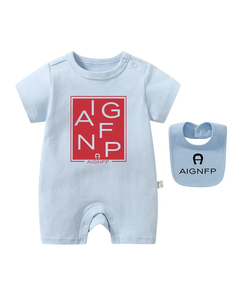 Newborns Clothes Rompers 2025 Hot sales Bib scarf Baby Jumpsuit 2Pcs Set Fashion Toddler Romper %100 Cotton Infant Boy Bodysuits