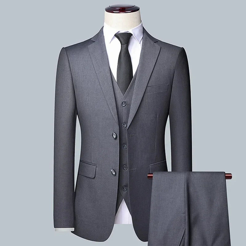 Suit Boutique Men's Fashion Business (Blazer+ Vest + Trousers) Gentleman's Wedding Casual Professional Formal Suit 3 Piece M-6XL