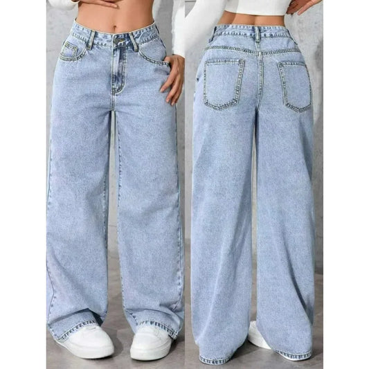Women Wide Leg Straight Leg Denim Jeans Y2K Autumn Winter 2025 Loose Pant Fashion High Street Versatile Jeans