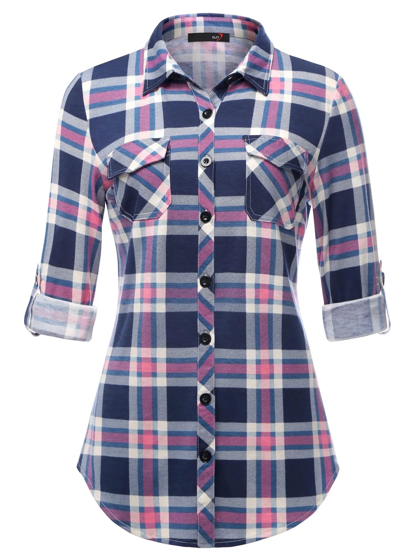 Women's  fashion Casual Plaid Button-Down Shirt
