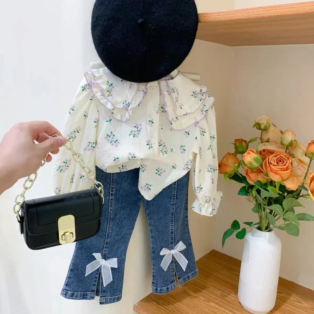 New Girls Clothes Sets Autumn Spring Long Sleeve Shirt+jeans Toddler Girl Clothes Fashion Kids Clothes Girls Suits Children 2pcs