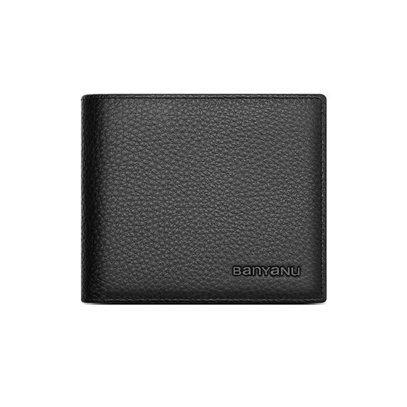Business Man Wallet Simple Design Bifold Cowhide Genuine Leather Credit Card Wallet for Men Birthday Gifts