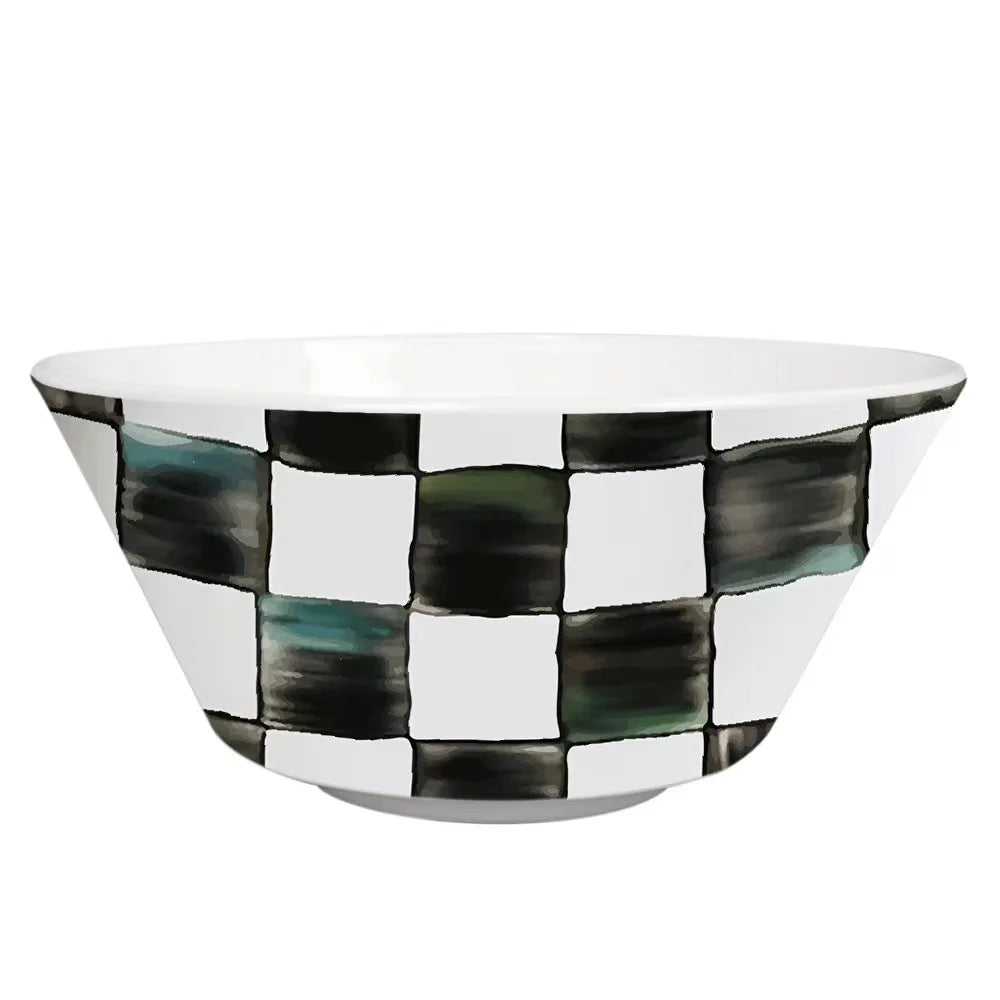 Black White Checkerboard Ceramic Dinner Plate Bone China Coffee Cup and Saucer Western Food Dishes Home Elegant Tableware Mug