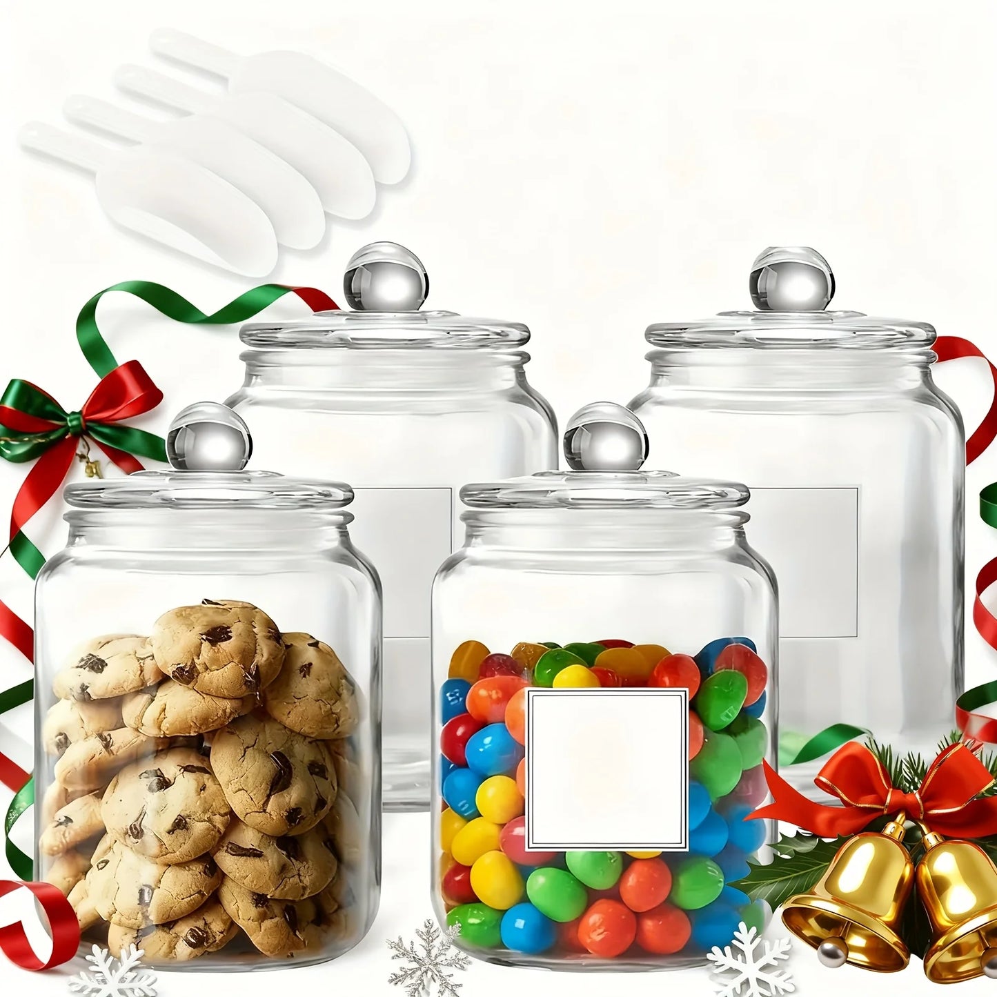 Half Gallon Large Glass Jars with Lids, Airtight Storage Clear Containers for Kitchen, Laundry Room, Set Of 4