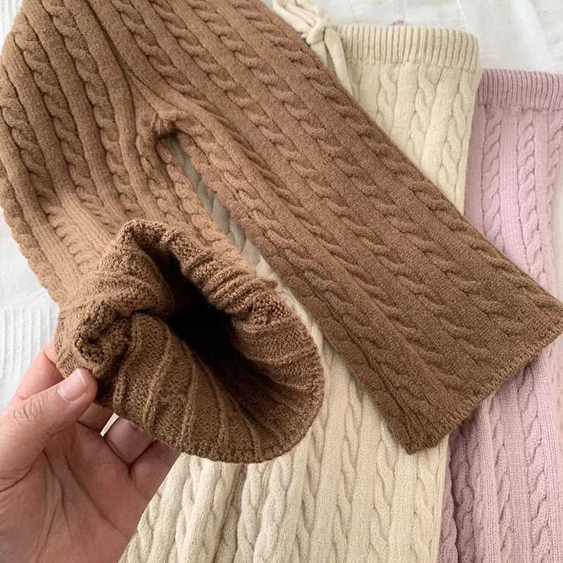2025 Autumn Spring Korean Style Kids Knitted Clothing Set Long Sleeved Solid Color Knitted Pullover+Pants Baby Girl Clothes Suit