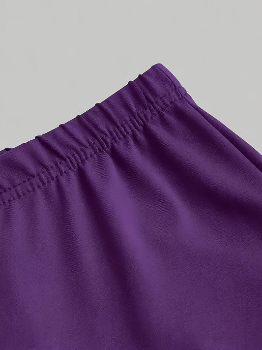 Black Girls t Shirt and Purple Wide Leg Pants Set 67 Print Casual Two Piece Outfits for Kids Summer Fashion Clothing