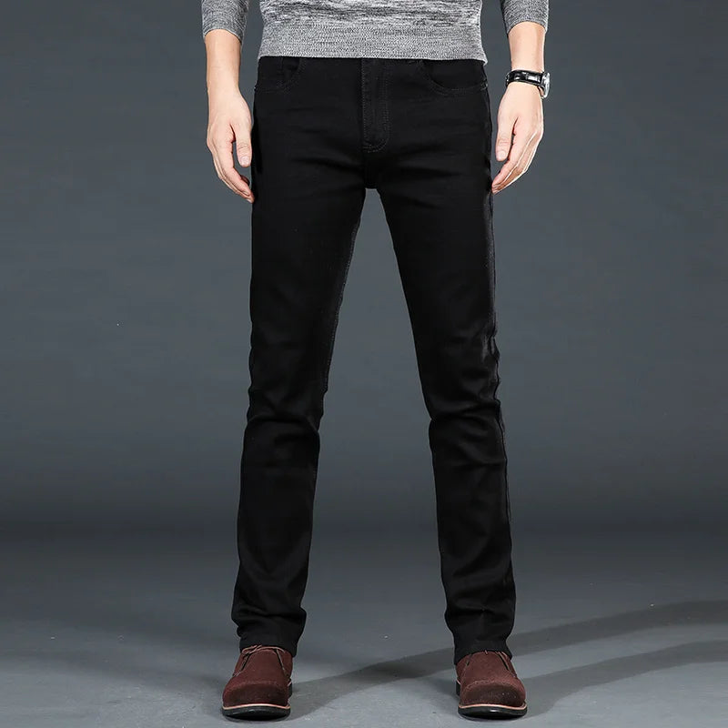 Men Plus Size Jeans 38 40 Slim Skinny Stretch Straight Classic Version of Simple Black Denim Pants Male Brand Clothing