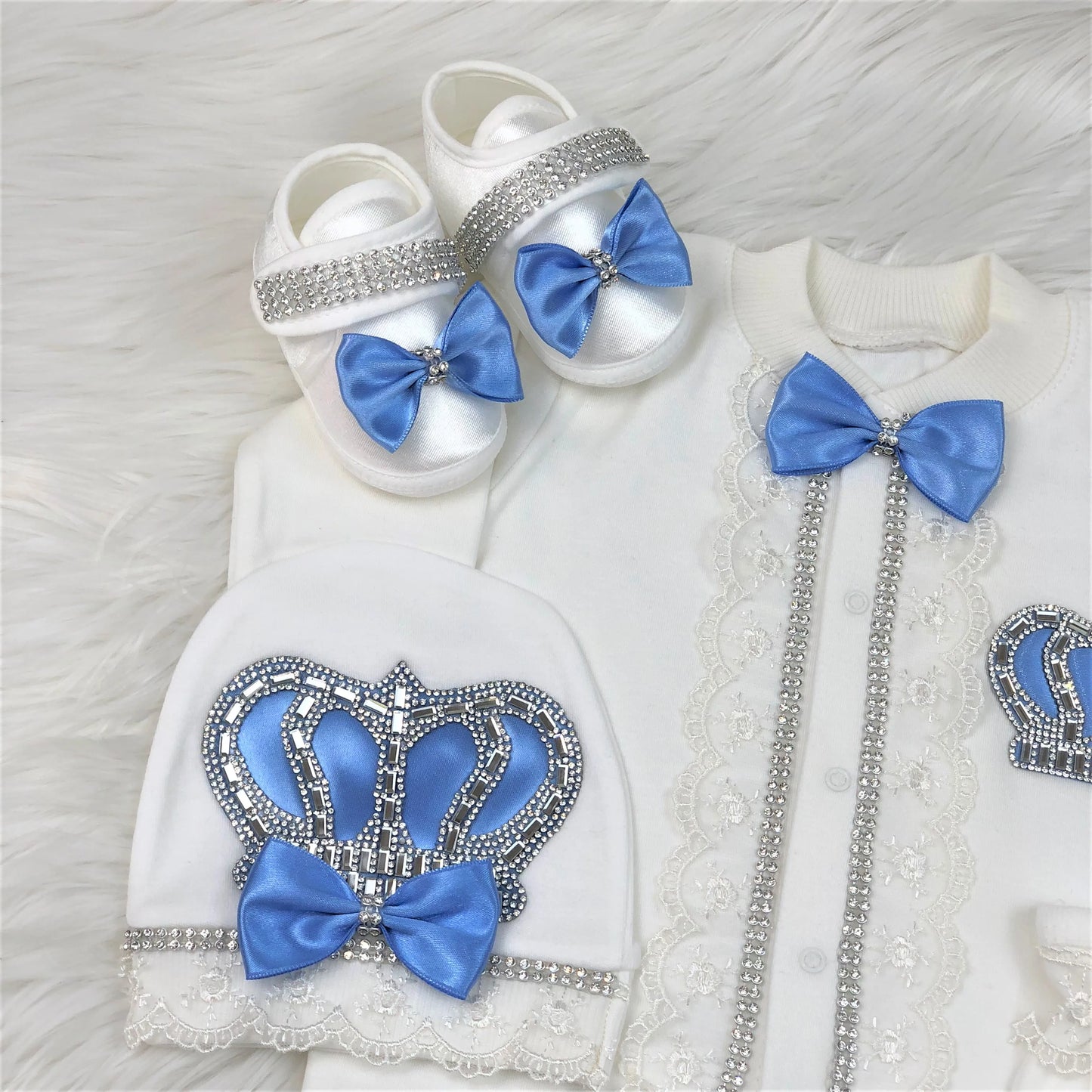 Dollbling Boy Baby Set Clothing Personalized Outfit Custom Baby Clothes Spring Angle Wing Lace Embroidery 4Pcs Layette