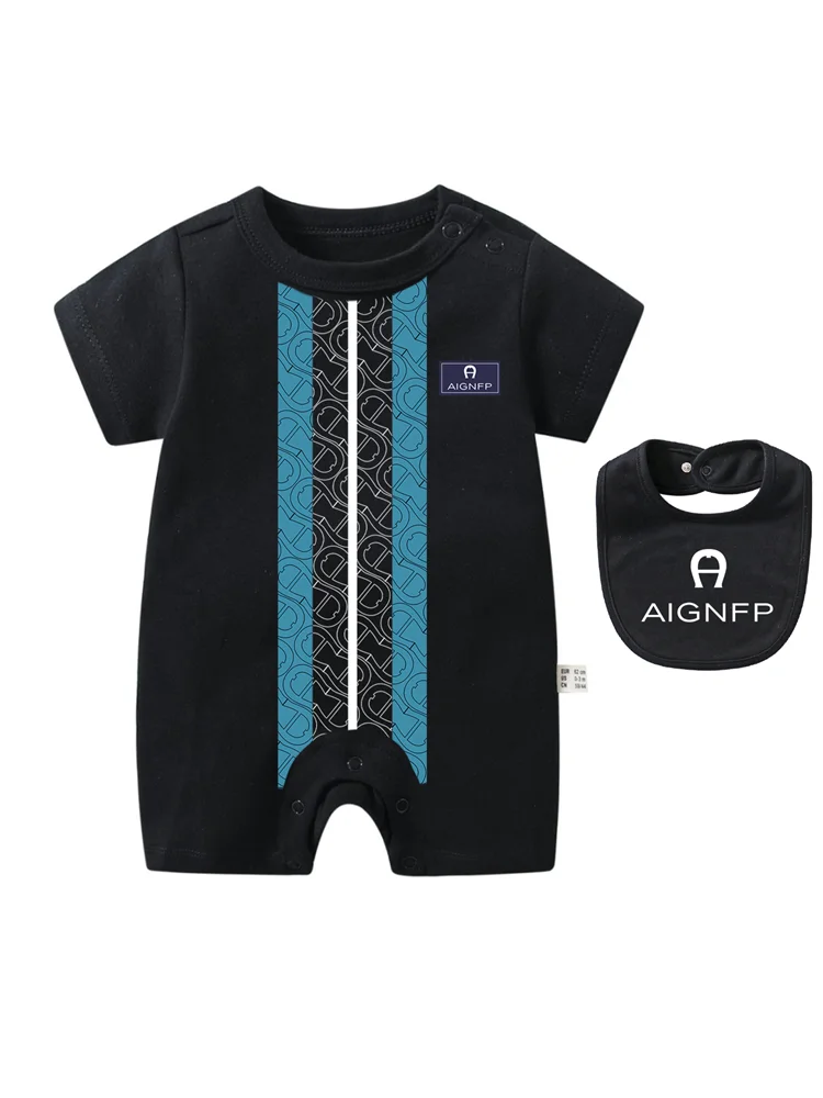 Summer Newborns Jumpsuit %100 Cotton Baby Clothes 2025 New Toddler Boys Rompers Bib scarf Set Infant Soft Short sleeve Bodysuits