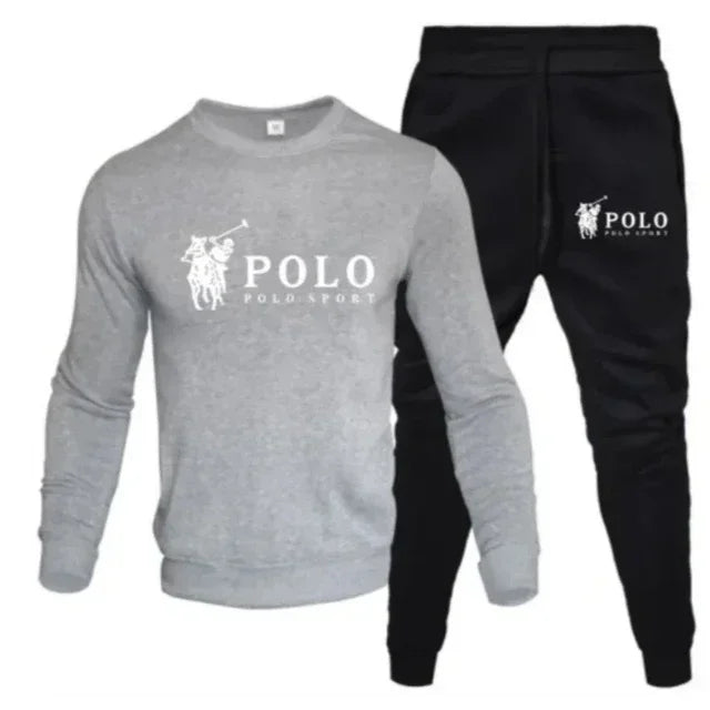Men's autumn and winter sets of round-neck sweatshirts and jogging pants autumn and winter fashion outdoor fitness and casual