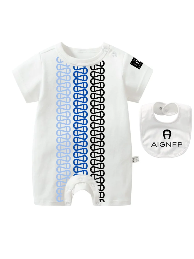 Summer Newborns Jumpsuit %100 Cotton Baby Clothes 2025 New Toddler Boys Rompers Bib scarf Set Infant Soft Short sleeve Bodysuits