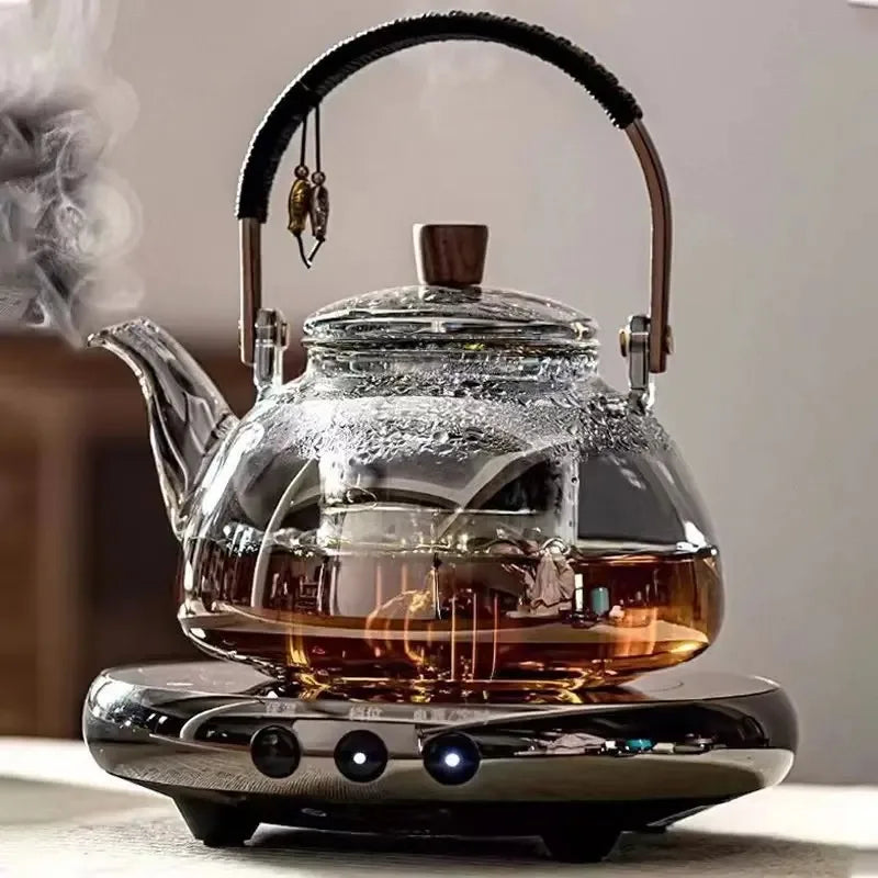 Steam and Boiling Dual-purpose Teapot Household Glass Tea Set High-temperature Resistant Thickened Heating Kettle