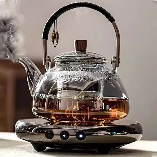 Steam and Boiling Dual-purpose Teapot Household Glass Tea Set High-temperature Resistant Thickened Heating Kettle