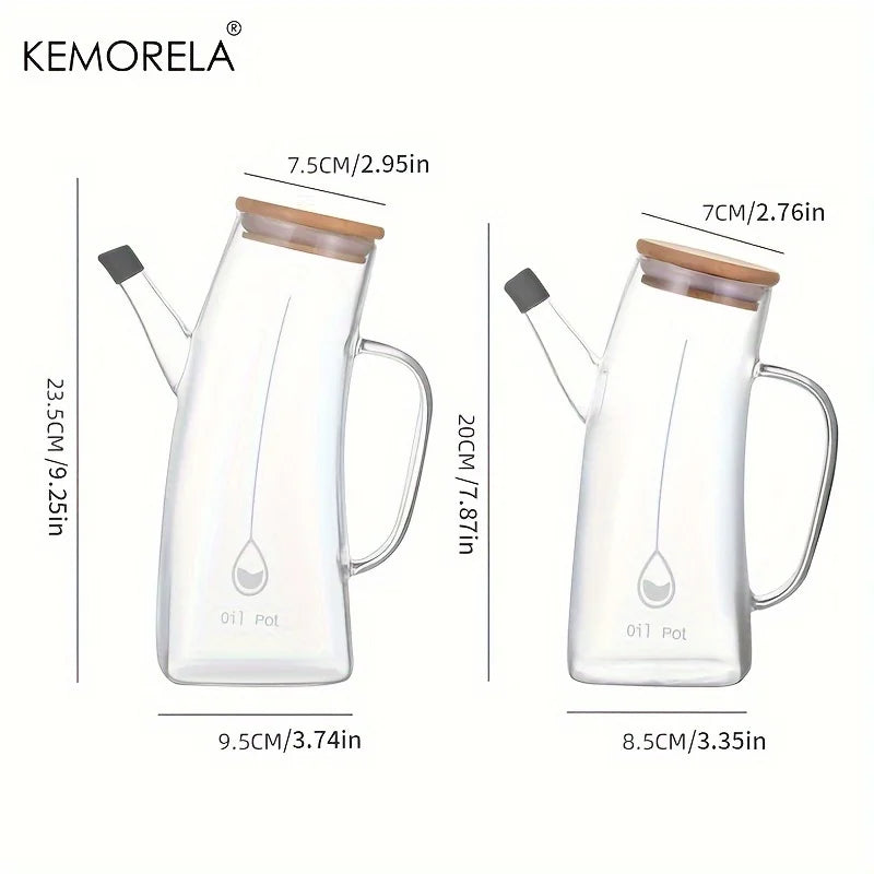 KEMORELA Leakproof Oil Dispenser Glass Bottle 750ml/1000ml Kitchen Storage Container for Cooking Outdoor BBQ Picnic Seasoning