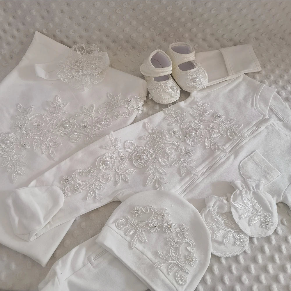Baby Girl Boy Princess Prince Hospital Exit Newborn Bling Outfits Baby Bottles Gift Set Baby Shower Gift 5pcs Crown Romper