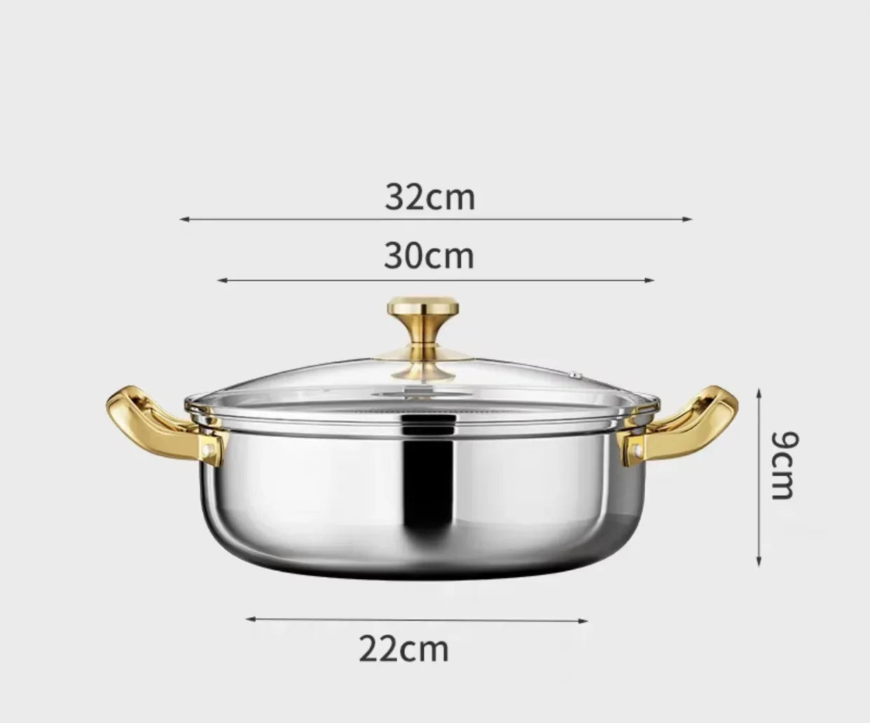 12 Inch Stainless Steel Nonstick Deep Frying Pan Hot Pot with Lid Soup Pot Wok Two Handle Hold PFOA Free, Dishwasher Oven Safe