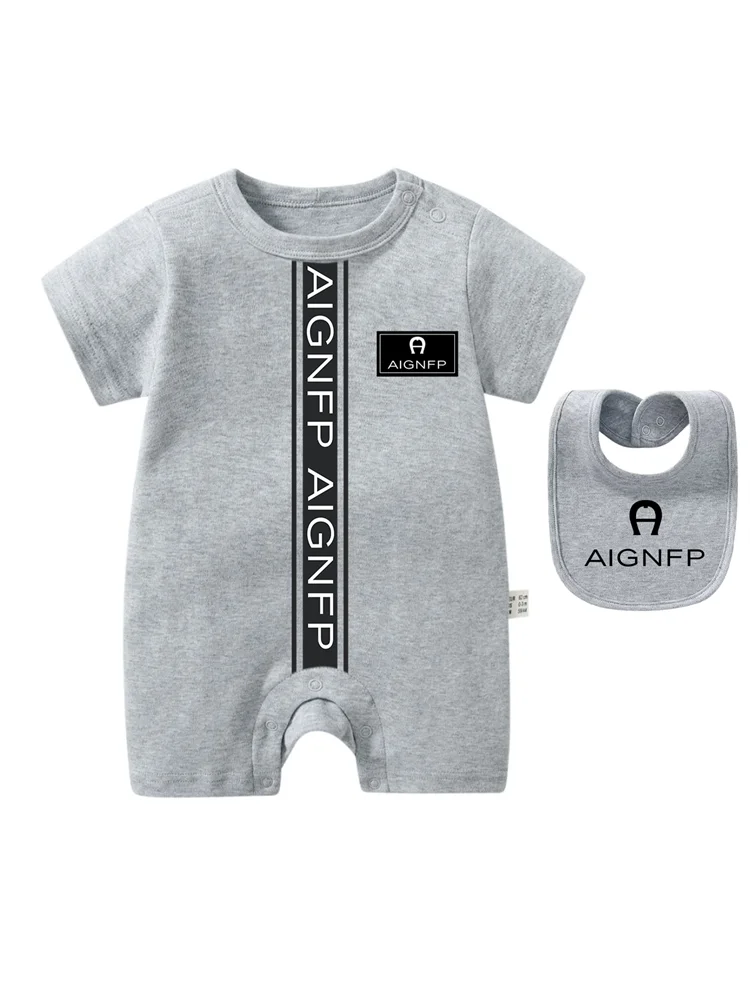 Summer Newborns Jumpsuit %100 Cotton Baby Clothes 2025 New Toddler Boys Rompers Bib scarf Set Infant Soft Short sleeve Bodysuits