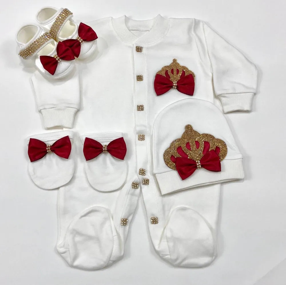 Dollbling Boy Baby Set Clothing Personalized Outfit Custom Baby Clothes Spring Angle Wing Lace Embroidery 4Pcs Layette
