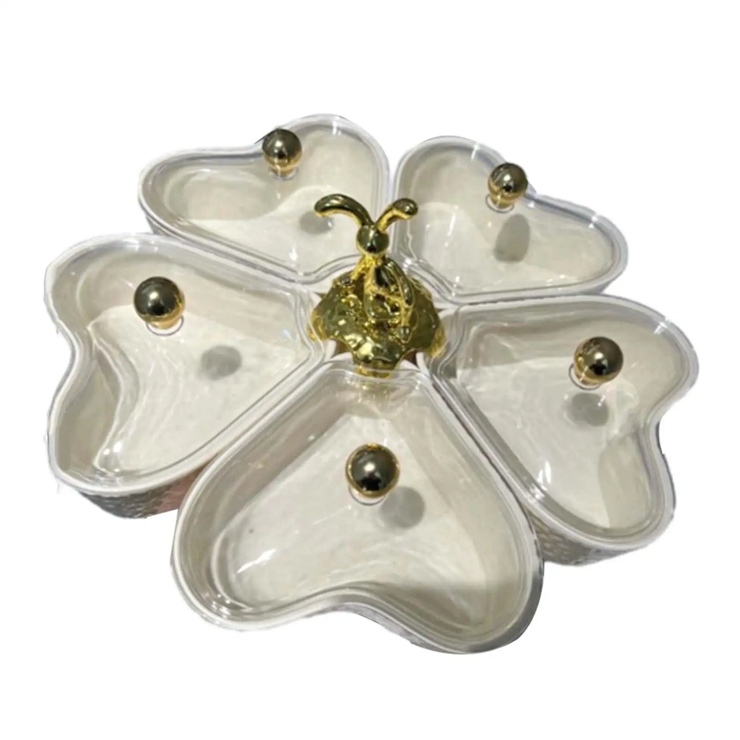 Divided Serving Tray Fruit Plate Organizer Nut Candy Veggie Tray Rotating Snack Platter for Candy Nuts Sweets Fruit Tea Party
