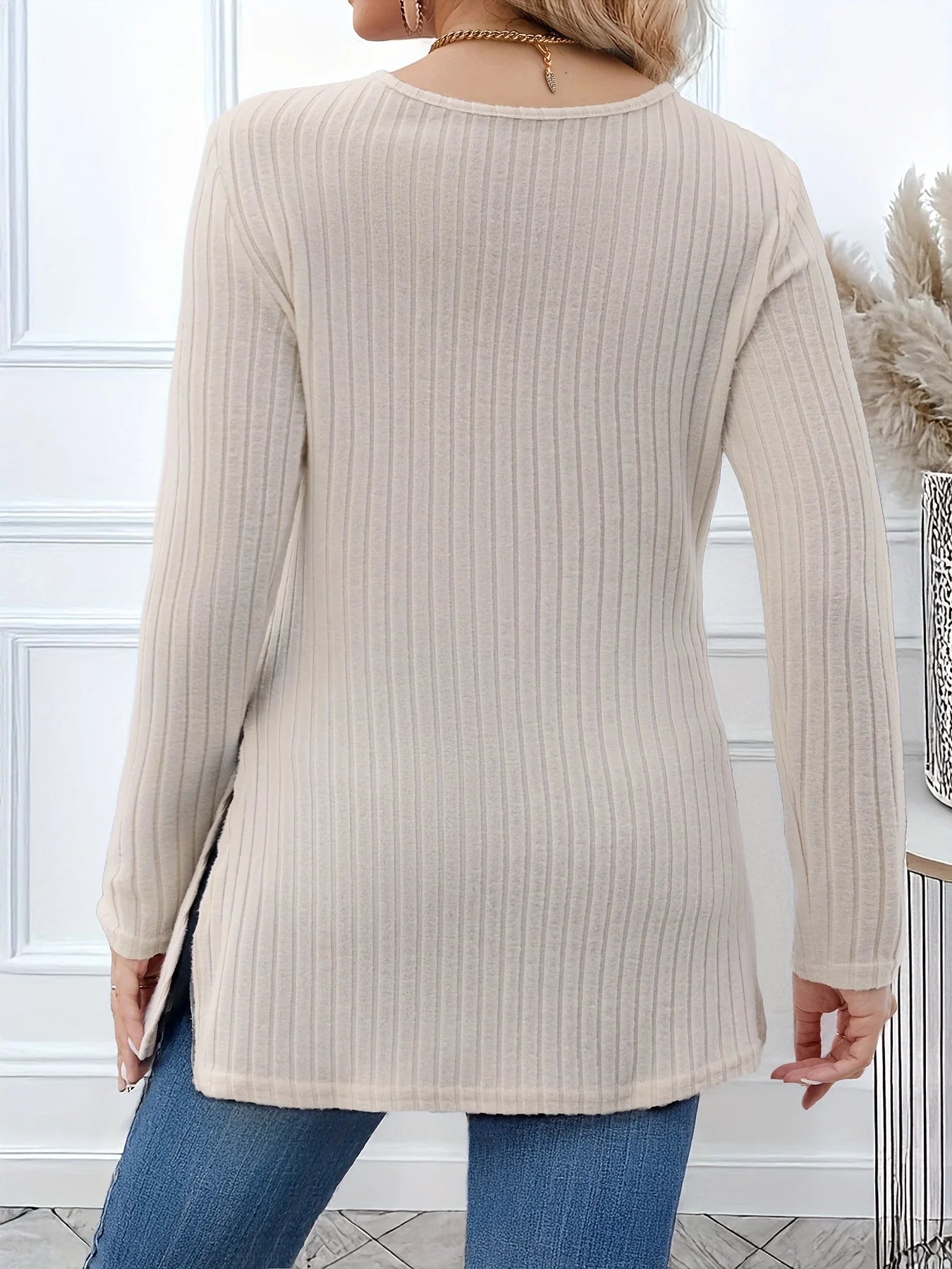 Plus Size Women's V-Neck Pleated Long Sleeve Tunic Top Elegant Flowy Comfortable Design