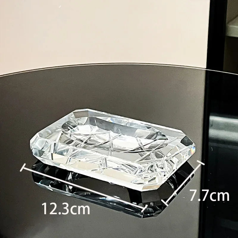Advanced Crystal Bathroom Accessories Light Luxury Hotel Cutting Glass Toothbrush Holder Bathroom Storage Tray Cotton Swab Box