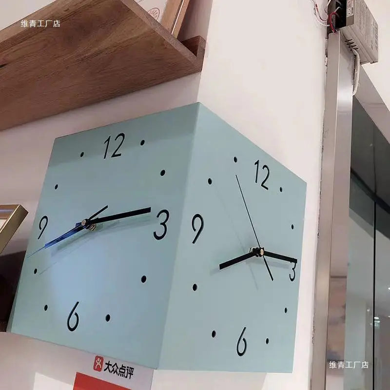 Wall Clock Living Room Creative Simple Modern Wall Clock No Punching Fashionable Square Clock Wall Corner Wall Clock