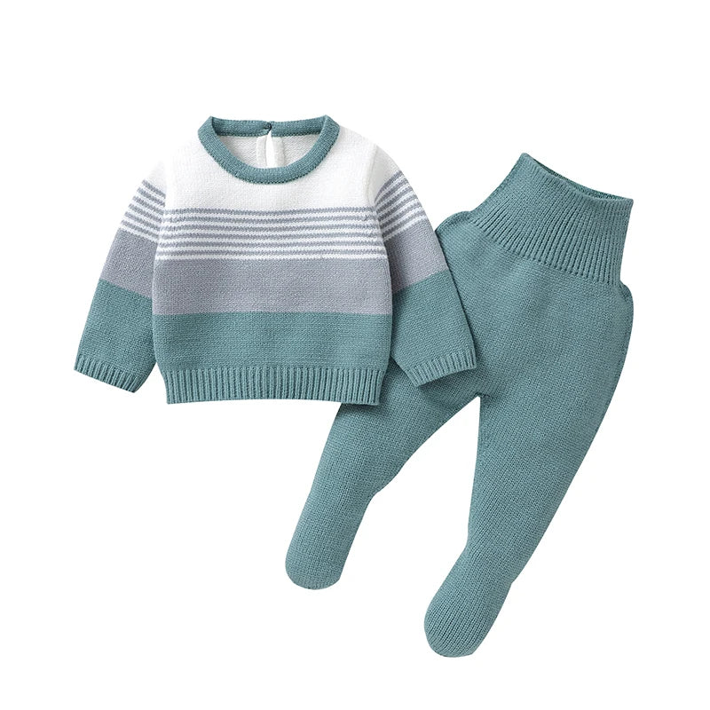 Toddler Boys Girls Sport Suits Spring Autumn Casual Full Sleeves Sweaters Tops+Pants Outfits Sets Newborn Infant Knit Tracksuits