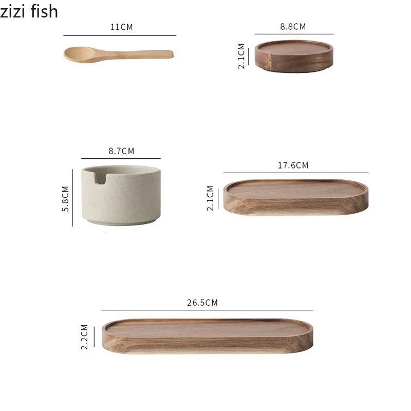 Kitchen Spice Pepper Storage Bottle Round Ceramic Seasoning Jar with Wooden Lid Salt Pepper Jar Kitchen Tools Porcelain