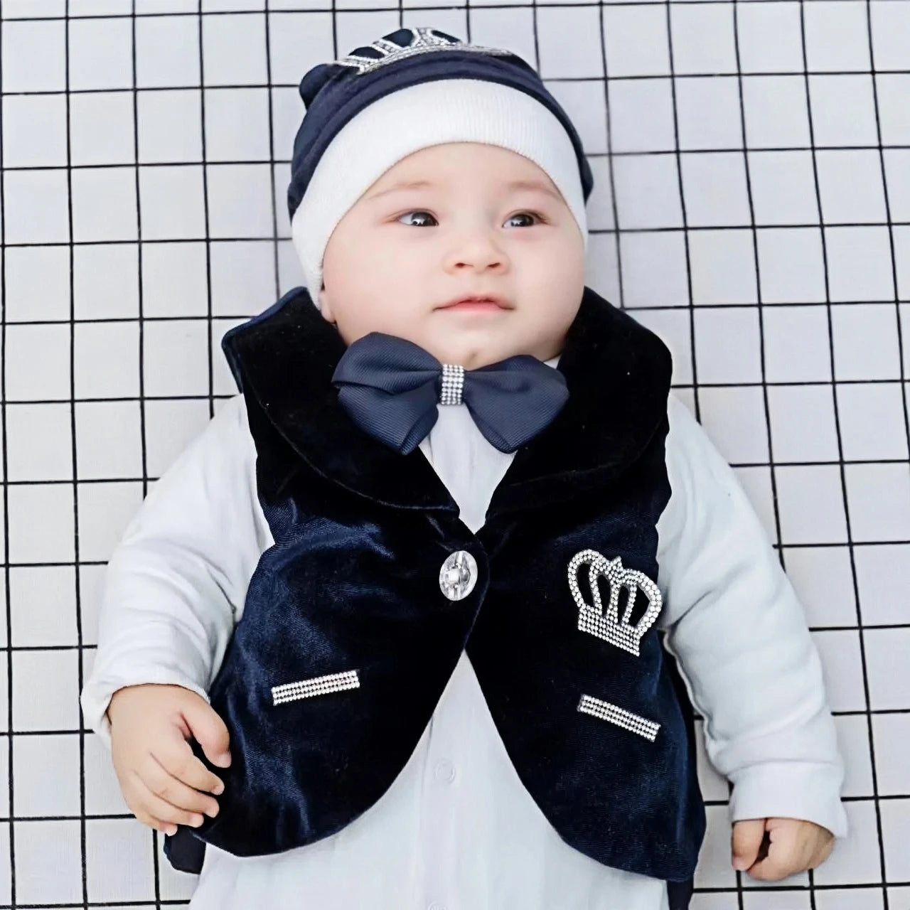 Baby Boy Formal Wedding Suit Toddler 0-1y Outfit Kids Vest Blazer Gentleman Clothes Long Sleeve Layette Outfit