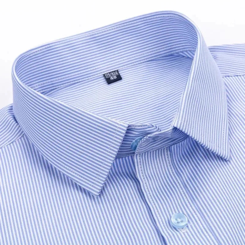 Men's Premium Striped Plaid Short Sleeve Shirts Summer Business Casual Branded Workwear Purple Blue 6XL Plus Large Size KOACUS