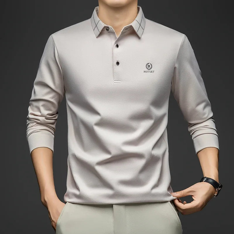 BROWON Polo Shirt for Man 2025 Spring Autumn Men Long Sleeve Polo Shirts,