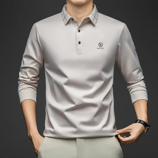 BROWON Polo Shirt for Man 2025 Spring Autumn Men Long Sleeve Polo Shirts,