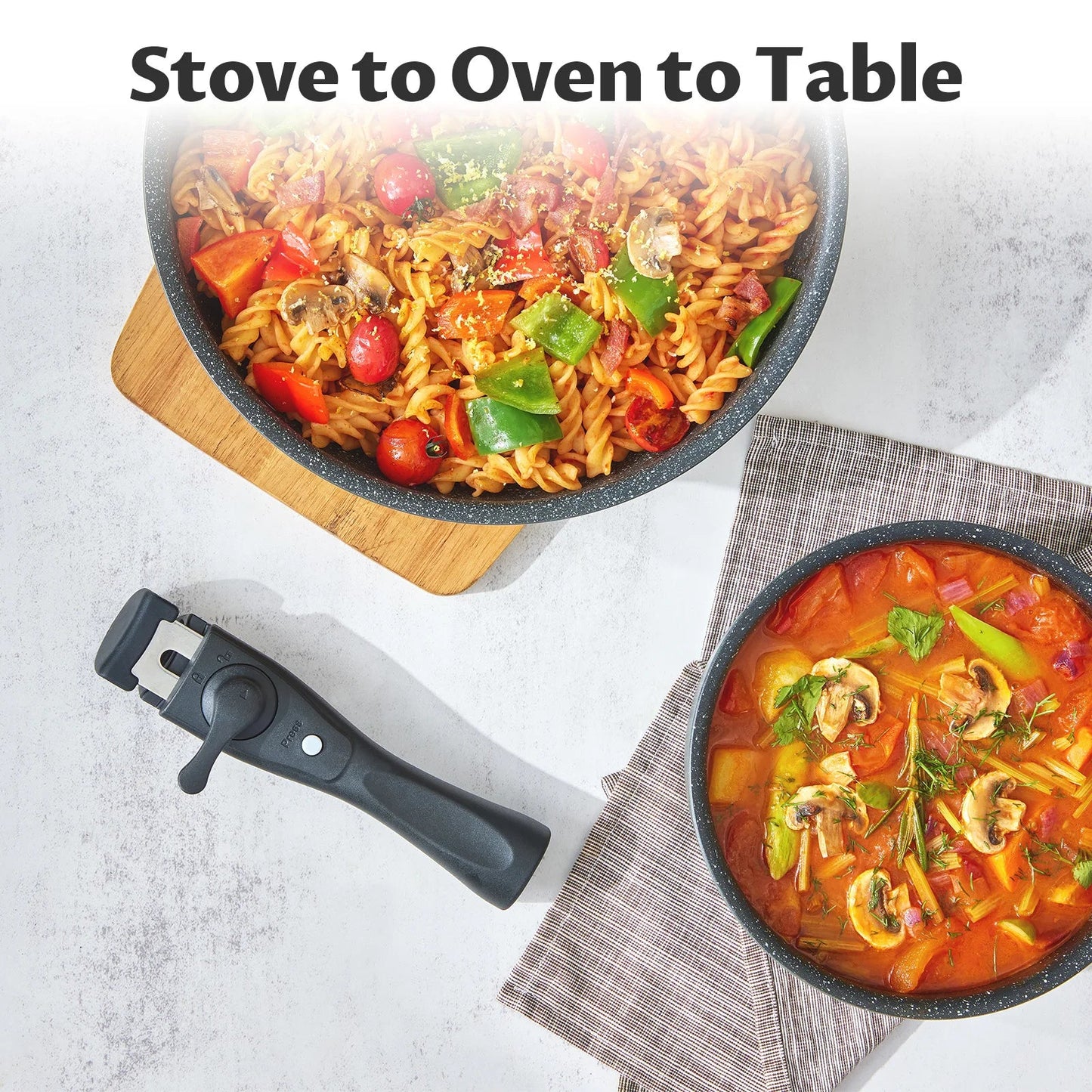 Induction Cookware Set 13 Pieces, Nonstick Pots and Pans Set with Removable Handles