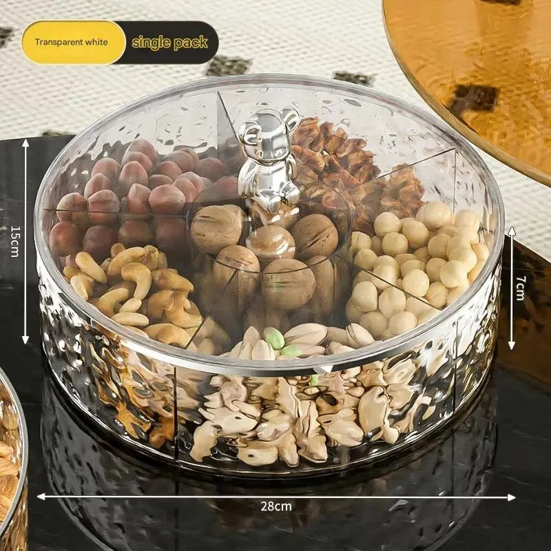 New style dried fruit tray for living room coffee table, a luxurious and high-end divided serving tray for nuts, seeds, candies,