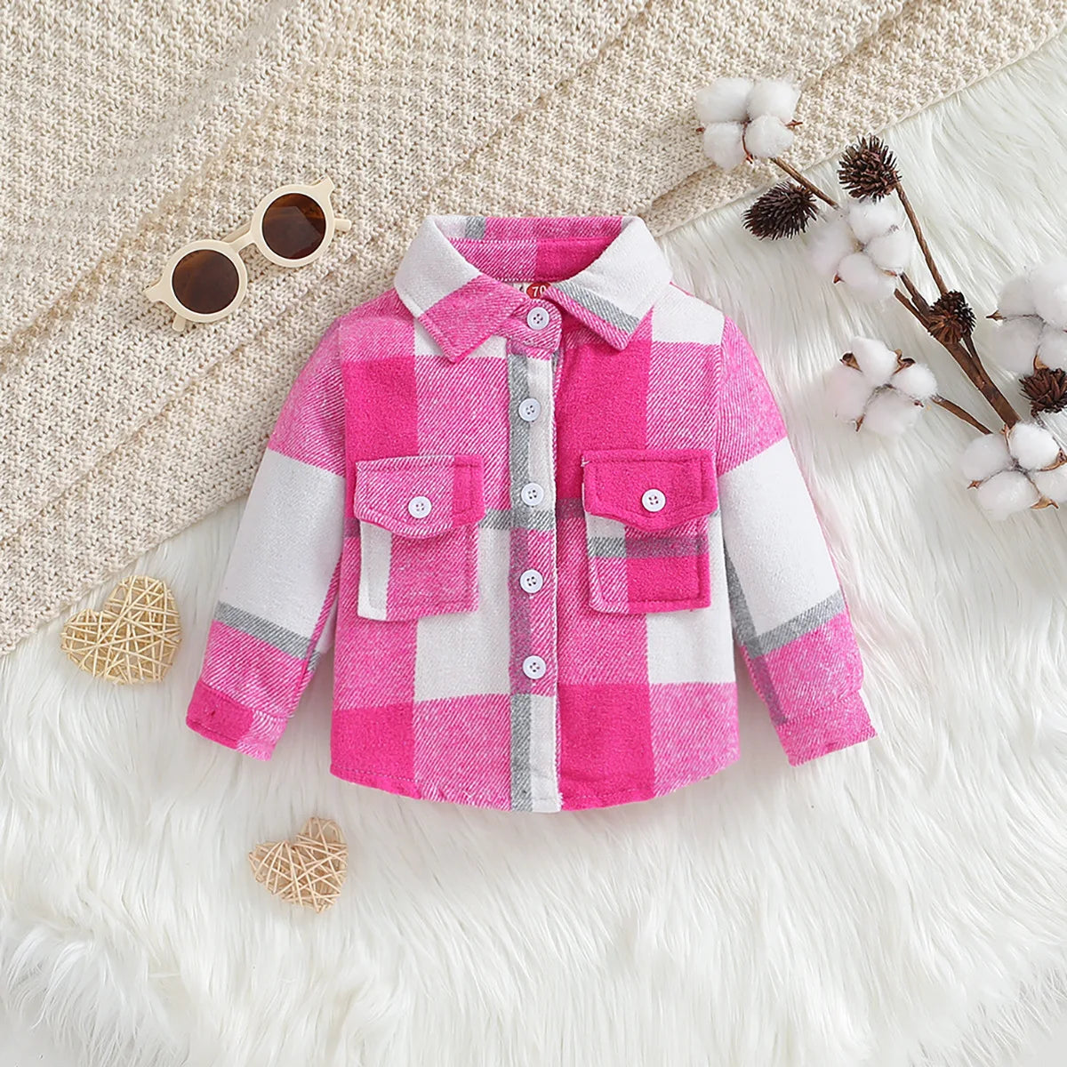 New Kid Baby Girl Boy Plaid Shirt Jacket Tops Lapel Long Sleeve Button Up Coat Spring Autumn Children Clothing