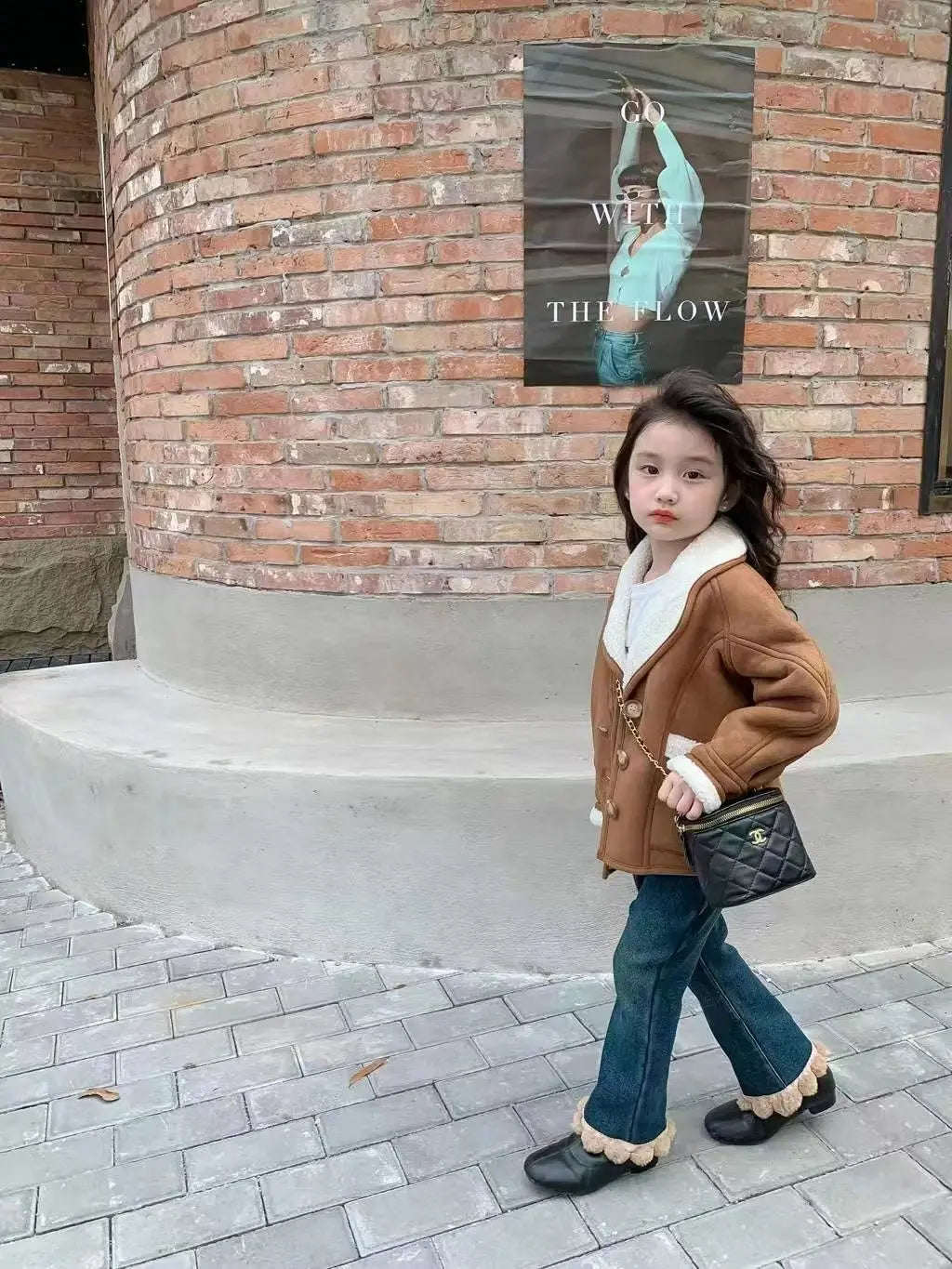 Girl's Pants Fleece Jeans New Autumn Winter Clothes for Baby Girls Casual Stylish Fleece Outer Wear Flared Trousers Loungewear