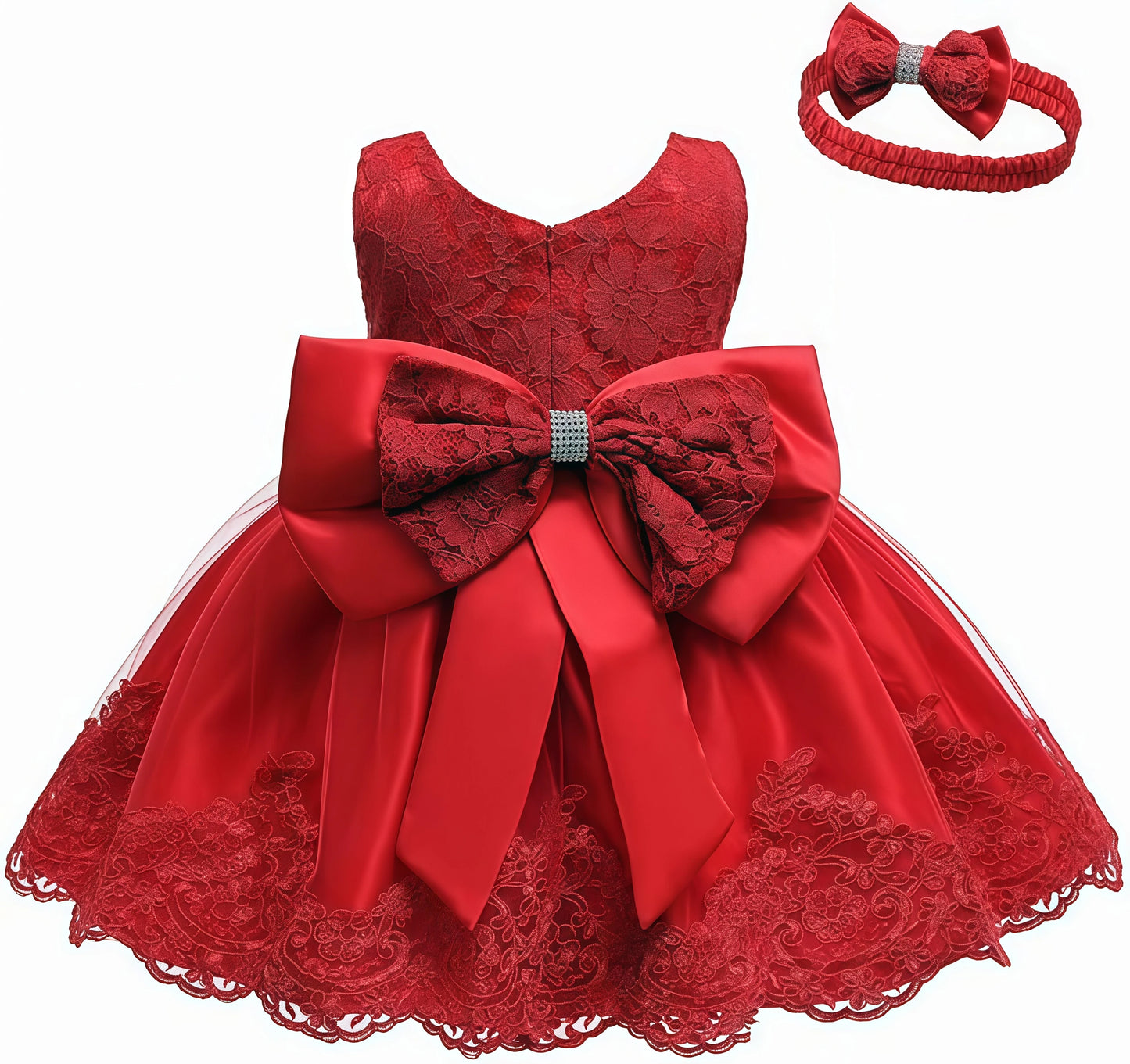 Baby Girls Embroidery Big Bow Xmas Princess Dresses For Toddler Kids Birthday Baptism New Year Gown Wedding Christmas Party Gift