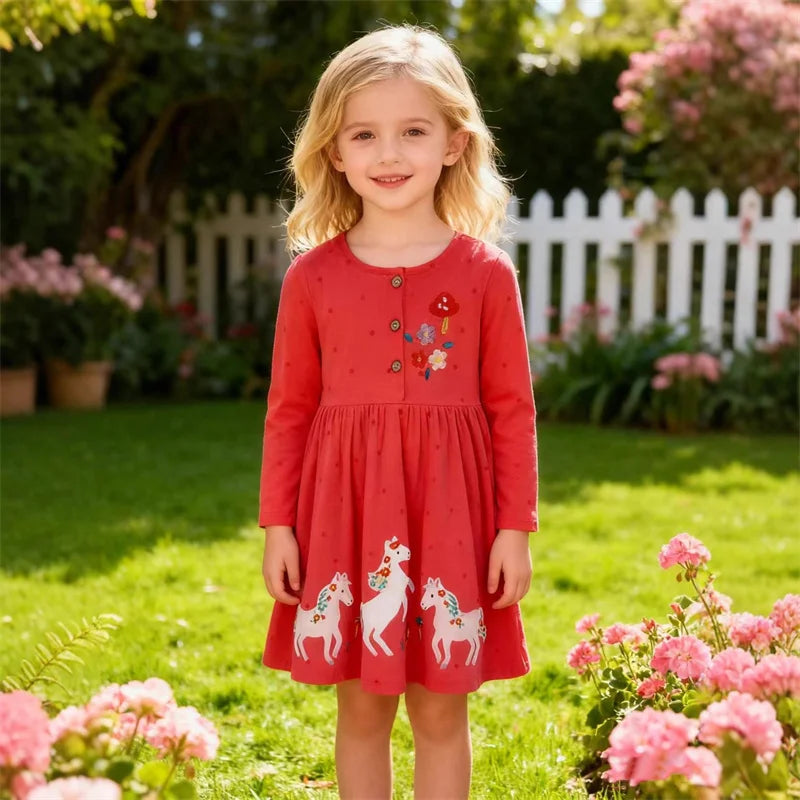 Jumping Meters 2-7T Long Sleeve Princess Girls Dresses Animals Embroidery New Autumn Spring Children Costume Hot Selling Dress