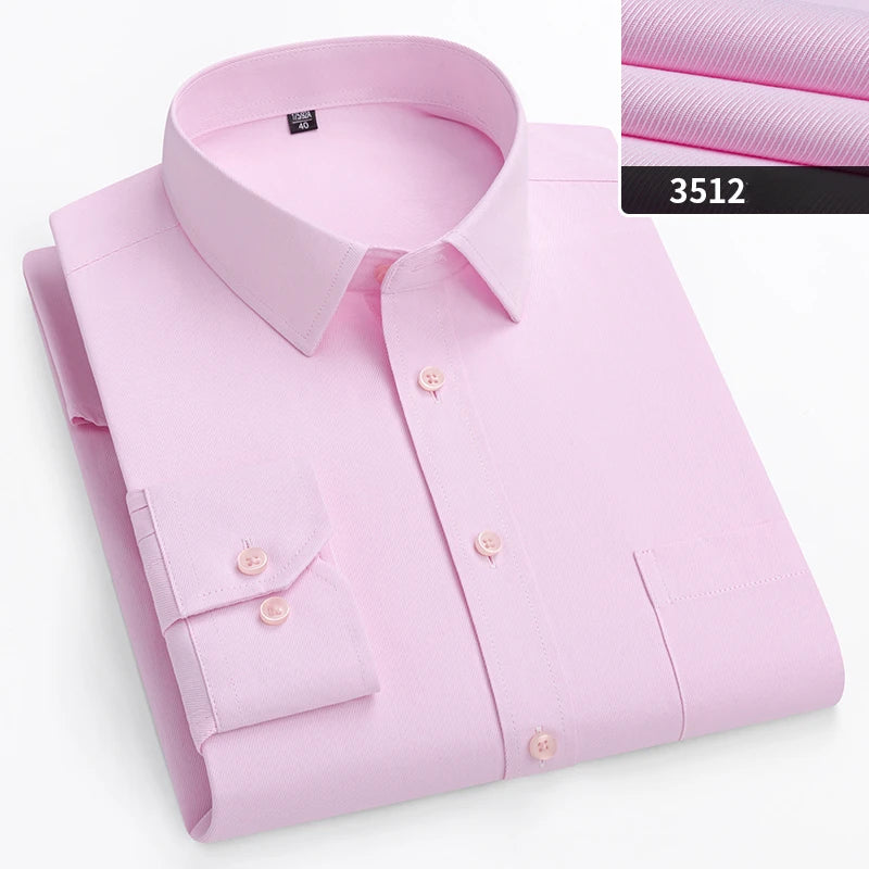 double collor Full shirts for men plus size slim fit formal plain shirt over size office clothes solid long-sleeve business tops