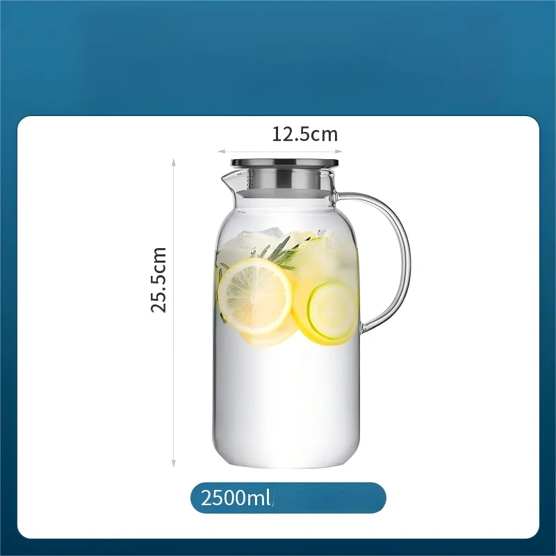 Cooker king 2.5L Large Capacity Glass Teapot Heat Cold Resistant with Stainless Steel Lid Filter, Eagle-Spout Transparent Kettle