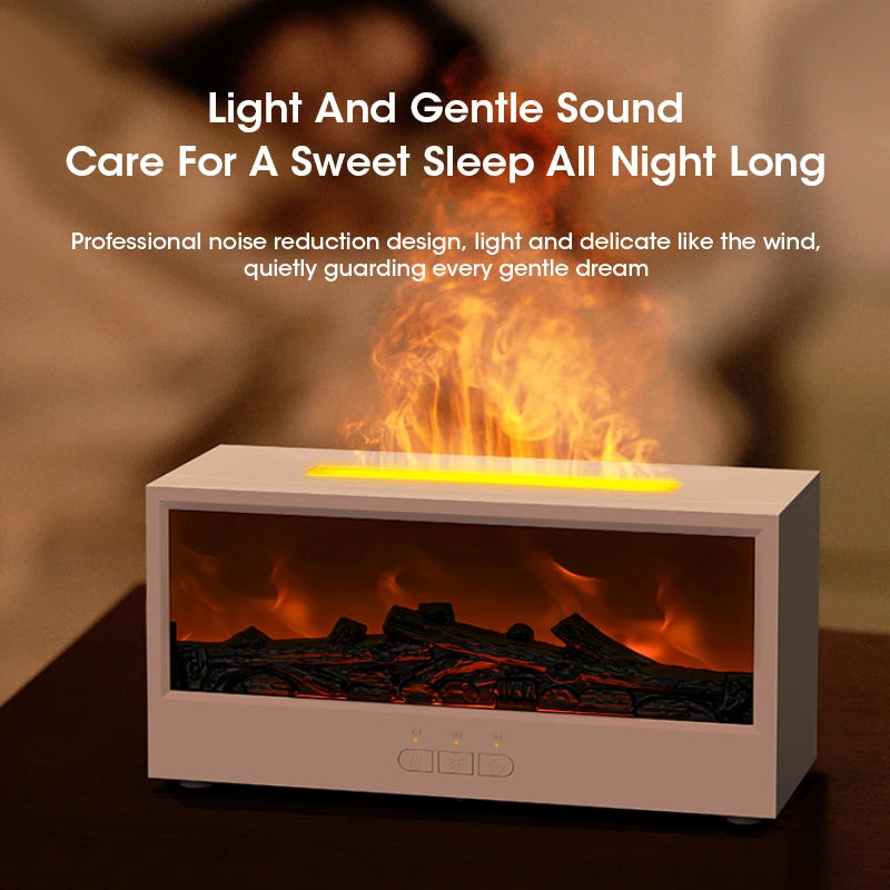 Aroma Humidifier for Home Essential Oils Simulated Fireplace Diffuser with LED Light and Remote Control