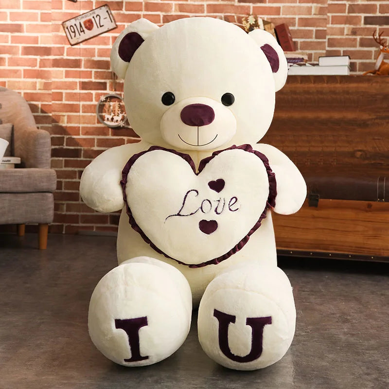 100cm Big I LOVE YOU Bear Plush Toy Lovely Huge Stuffed Soft Bear Doll Lover Bear Kids Toy Birthday Gift For Girlfriends