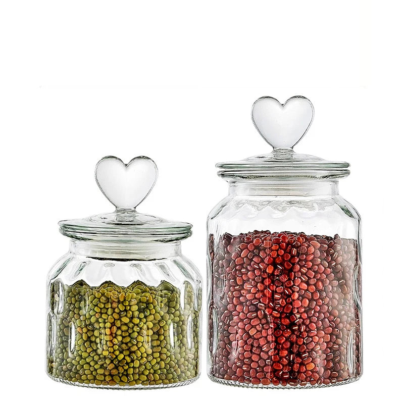 Transparent Sealed Jar Glass Bottle Kitchen Storage Box Food Grade Transparent Jar Miscellaneous Grain Snack Tea Storage Jar
