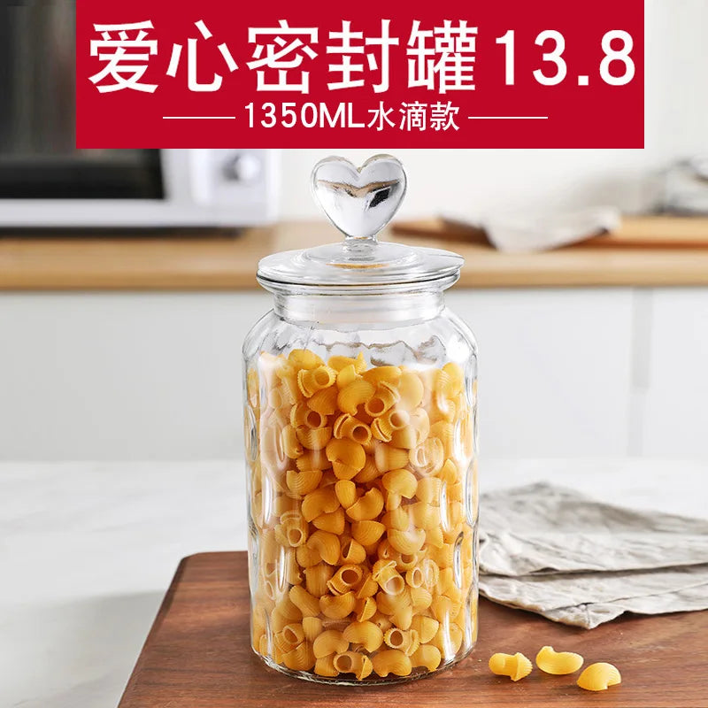 Transparent Sealed Jar Glass Bottle Kitchen Storage Box Food Grade Transparent Jar Miscellaneous Grain Snack Tea Storage Jar