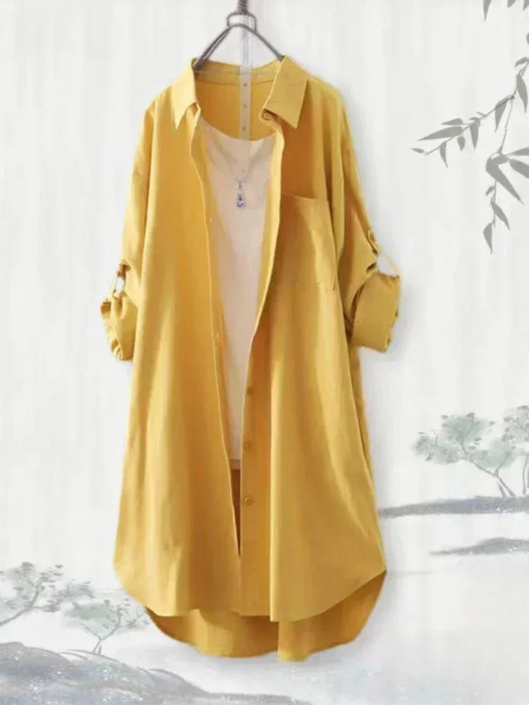 Plus Size Korean Style Women Tops Blouses Loose Breathable Casual Shirts Simple Solid Female Long Sleeved Blouses Hot Clothing